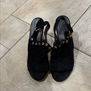 Stuart Weitzman Black and Gold Sandals